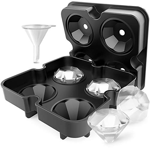 Diamond Ice Cube Molds - Large Diamonds Shaped Clear Ice Cubes Mold Silicone Tray Maker Big Size 2 inch Diamond Shape with Lid BPA Free for Cocktails and Freezer Whiskey (2 Pack 6Holes)