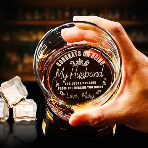 Personalized Prescription Whiskey Glass with Name, Custom Whiskey Gift Option Slate Coaster Father's Day Gifts, Customized Engraved Etched Rocks Cocktail Glass Gift for Husband, for Him