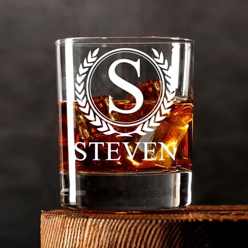 Personalized Prescription Whiskey Glass with Name, Custom Whiskey Gift Option Slate Coaster Father's Day Gifts, Customized Engraved Etched Rocks Cocktail Glass Gift for Husband, for Him