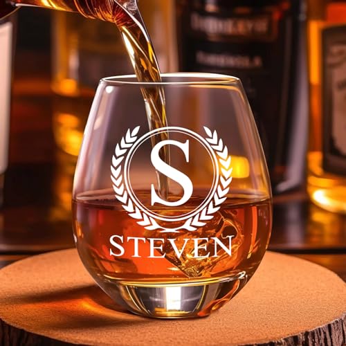 Personalized Prescription Whiskey Glass with Name, Custom Whiskey Gift Option Slate Coaster Father's Day Gifts, Customized Engraved Etched Rocks Cocktail Glass Gift for Husband, for Him