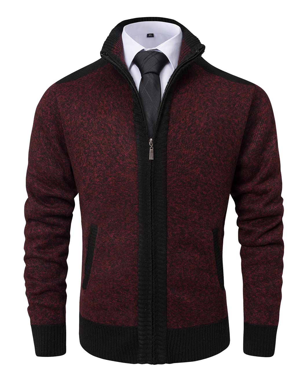 Vcansion Men's Classic Cardigan Sweaters Stand Collar Slim Fit Casual Knitted Sweater