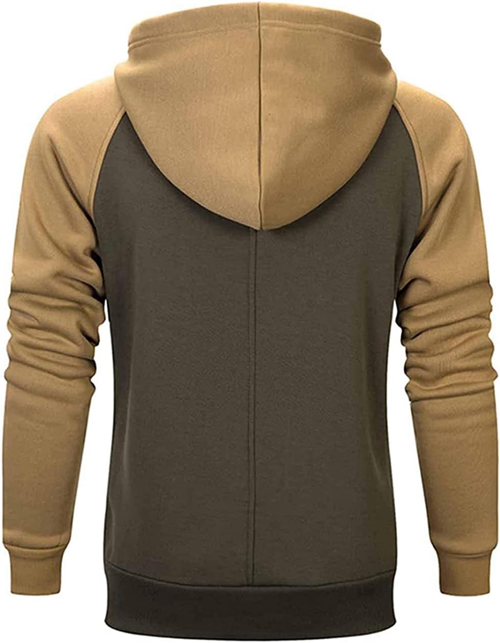 Mens Hoodies Patchwork Pullover Fleece Color Block Long Sleeve Sweatshirts Casual Drawstring Tops with Pocket