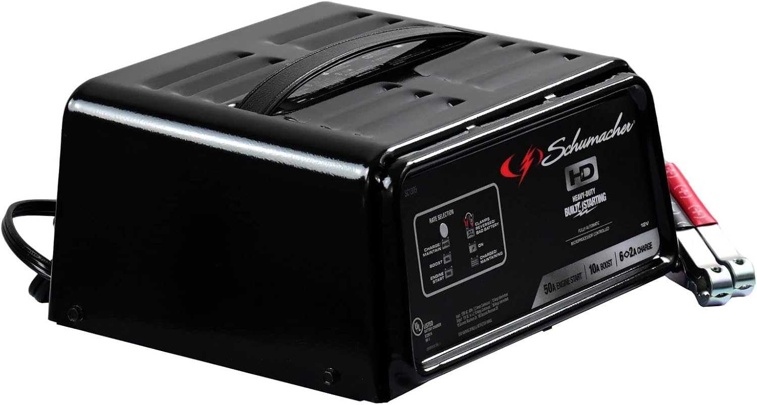 Schumacher Electric Fully Automatic Battery Charger and Engine Starter - SC1305, 4-in-1, 50 Amps, 10-Amp Boost Mode, 12 Volt for Car, SUV, Truck, and Marine Batteries