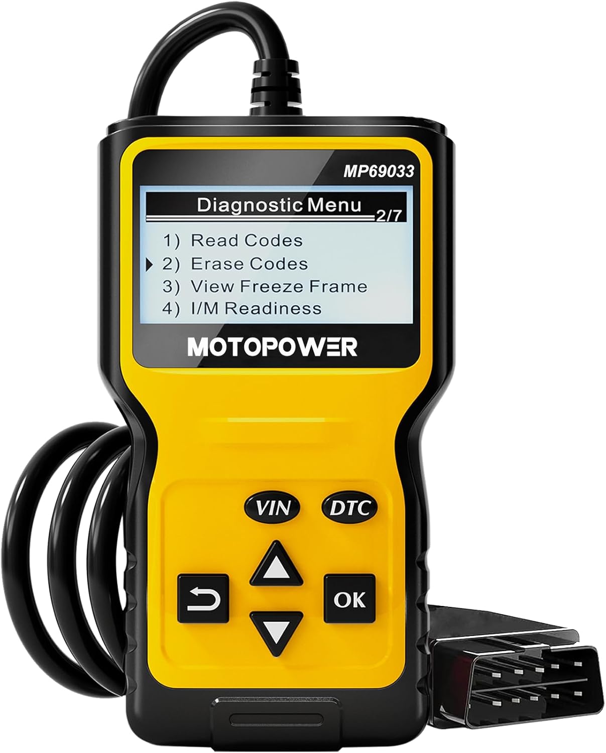 MOTOPOWER MP69033 Car OBD2 Scanner Code Reader Engine Fault Scanner CAN Diagnostic Scan Tool for All OBD II Protocol Cars Since 1996, Yellow