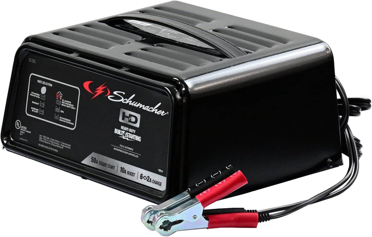 Schumacher Electric Fully Automatic Battery Charger and Engine Starter - SC1305, 4-in-1, 50 Amps, 10-Amp Boost Mode, 12 Volt for Car, SUV, Truck, and Marine Batteries