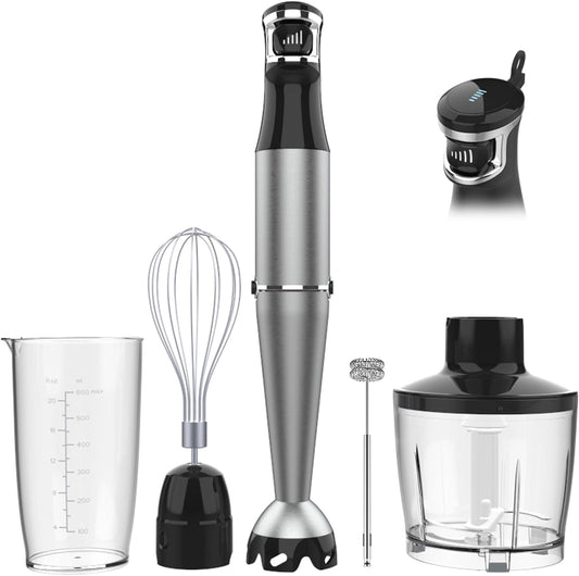 Immersion Blender Handheld Corded Hand Blender 1100W, Trigger Variable Speed 5 in 1 Stick Blender, Emulsion Blender with Chopper, Whisk and Frother for Soup, Baby Food and Smoothies