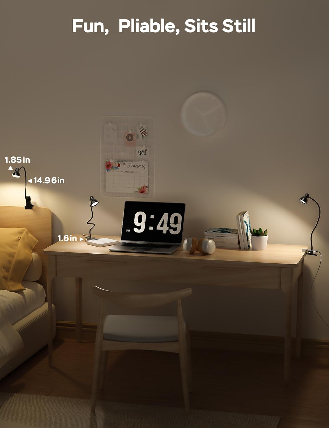 Clip on Light Reading Light for Bed 3 Color Modes 10 Dimmable Brightness Eye Care Clamp Desk Lamp Flexible Gooseneck Book Light for Reading in Bed Desk Light for Bed Headboard Computer