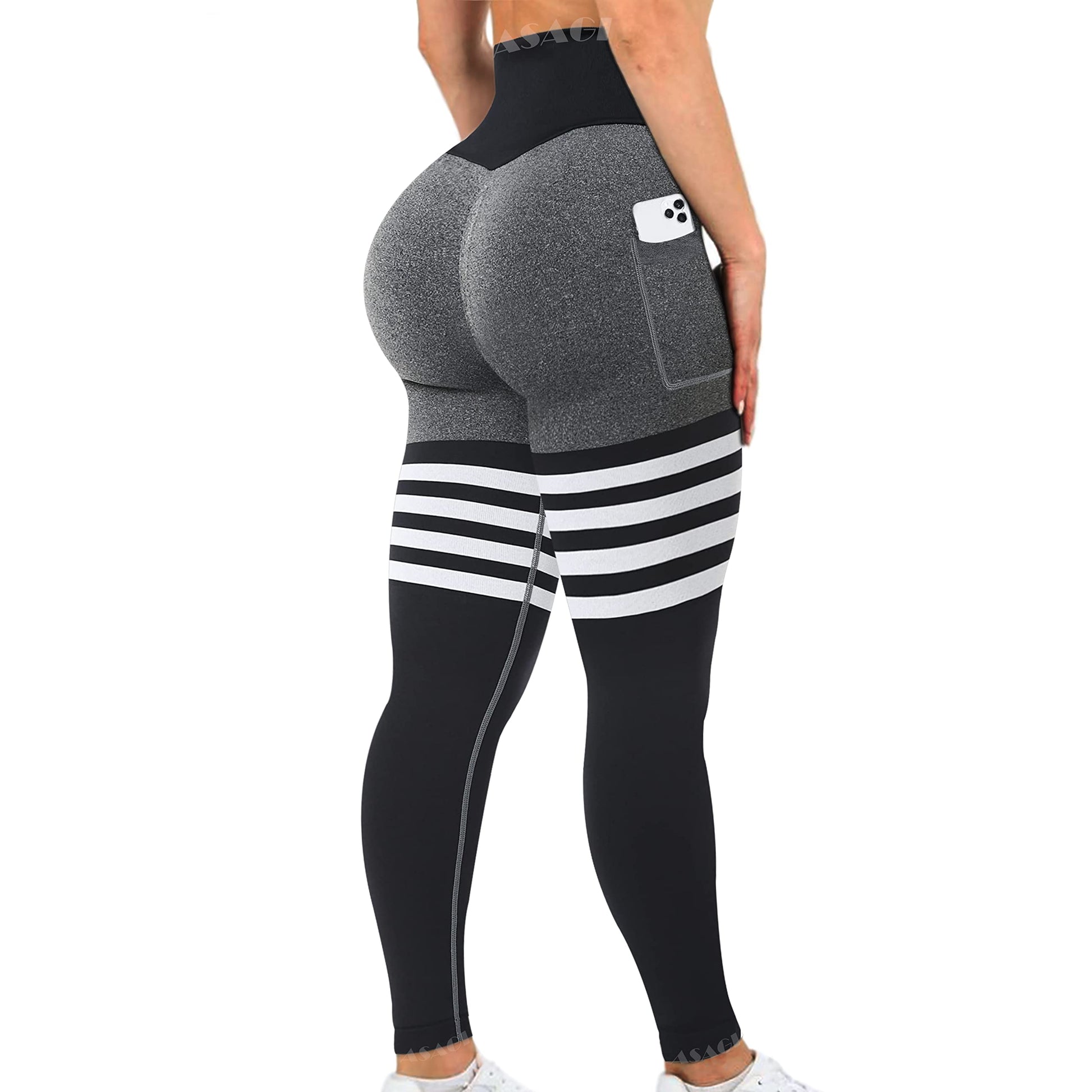 ASAGI Scrunch Butt Lifting Workout Leggings for Women High Waist Yoga Pants Amplify Gym Seamless Booty Tights