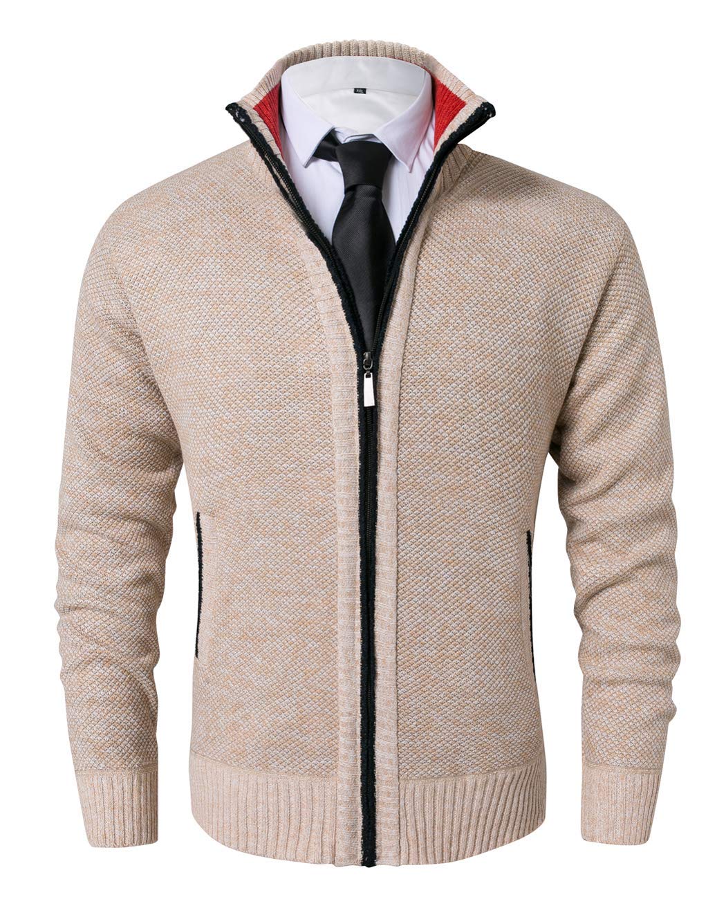 Vcansion Men's Classic Cardigan Sweaters Stand Collar Slim Fit Casual Knitted Sweater