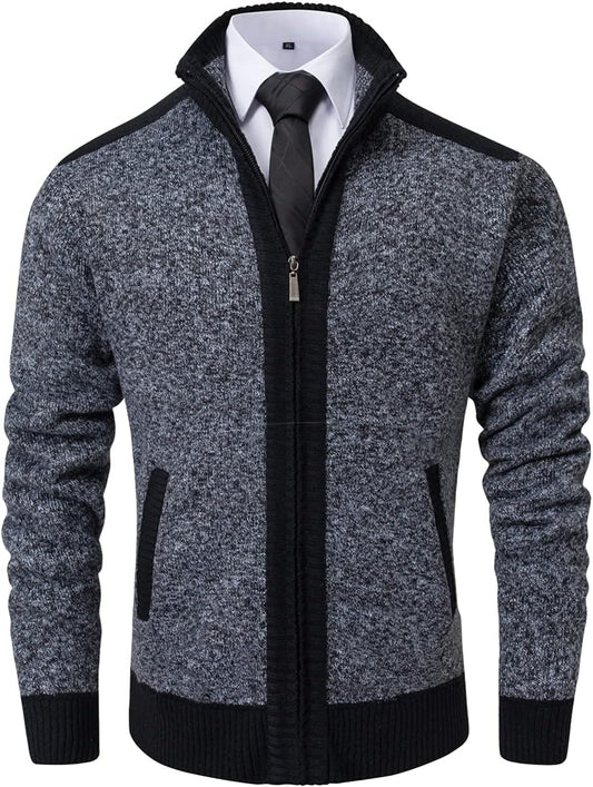 Vcansion Men's Classic Cardigan Sweaters Stand Collar Slim Fit Casual Knitted Sweater