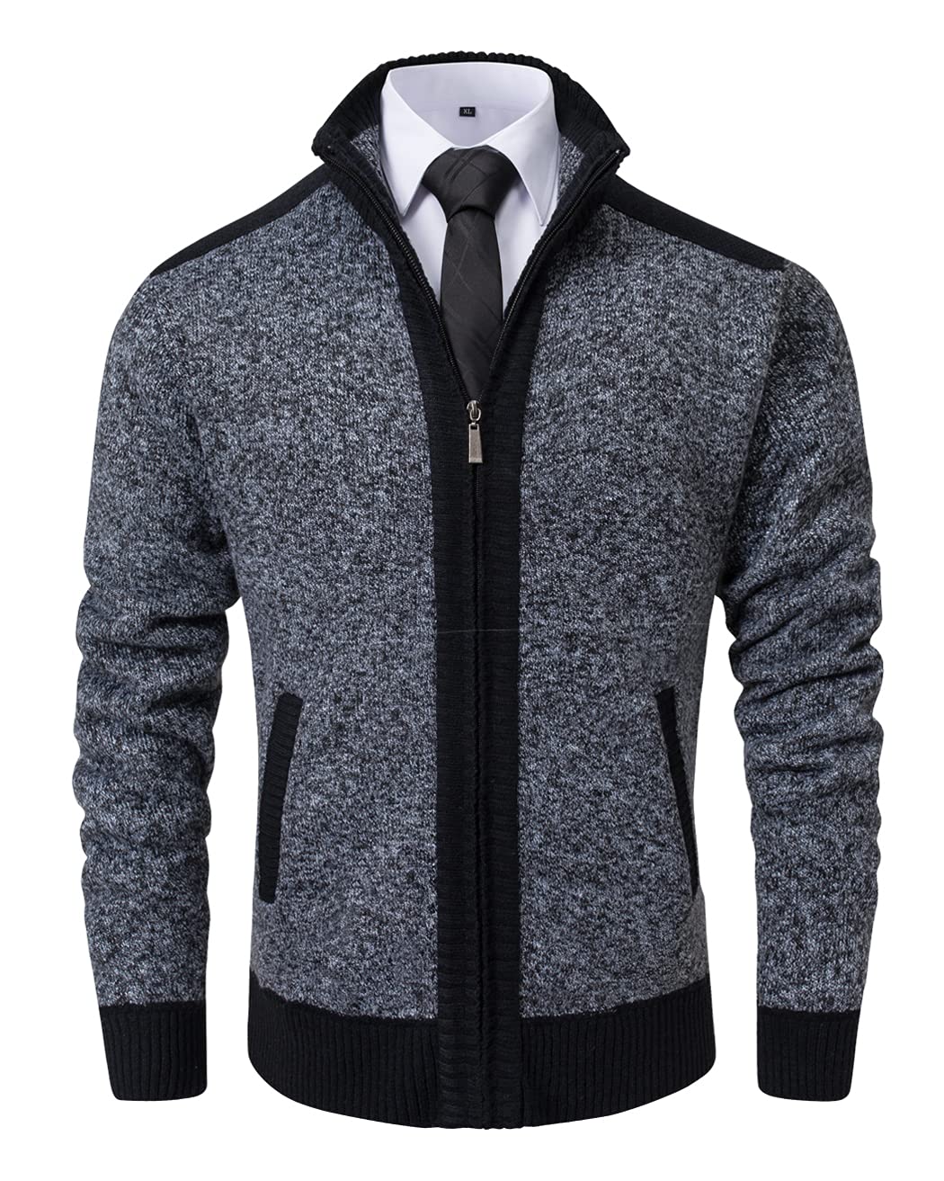 Vcansion Men's Classic Cardigan Sweaters Stand Collar Slim Fit Casual Knitted Sweater