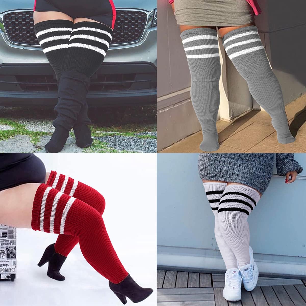 LOUSGUTA Plus Size Thigh High Socks for Thick Thighs- Extra Long Womens Cable Knitted Over Knee High Leg Warmer