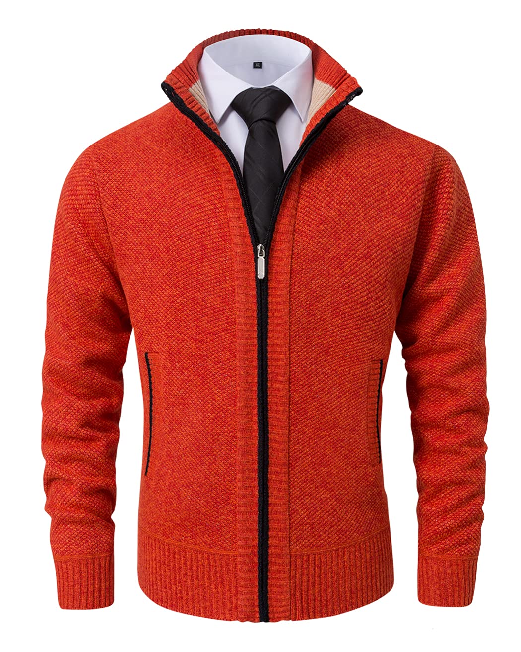 Vcansion Men's Classic Cardigan Sweaters Stand Collar Slim Fit Casual Knitted Sweater