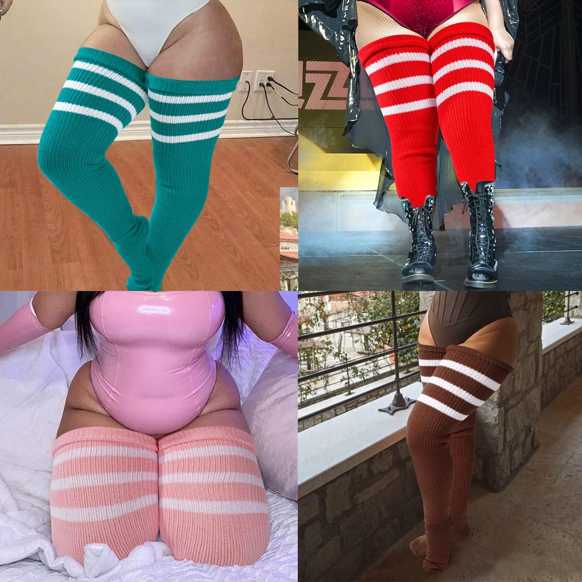 LOUSGUTA Plus Size Thigh High Socks for Thick Thighs- Extra Long Womens Cable Knitted Over Knee High Leg Warmer