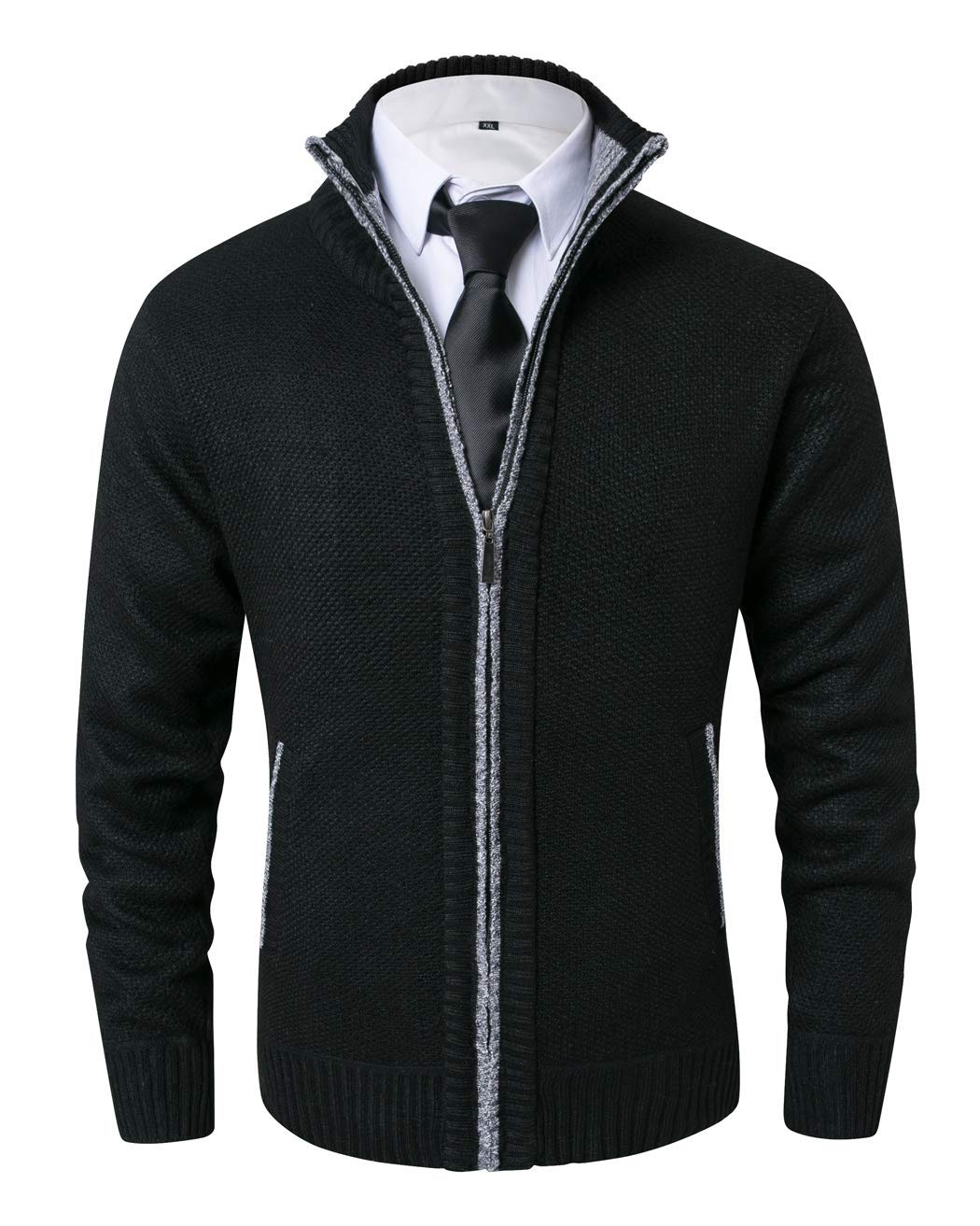 Vcansion Men's Classic Cardigan Sweaters Stand Collar Slim Fit Casual Knitted Sweater