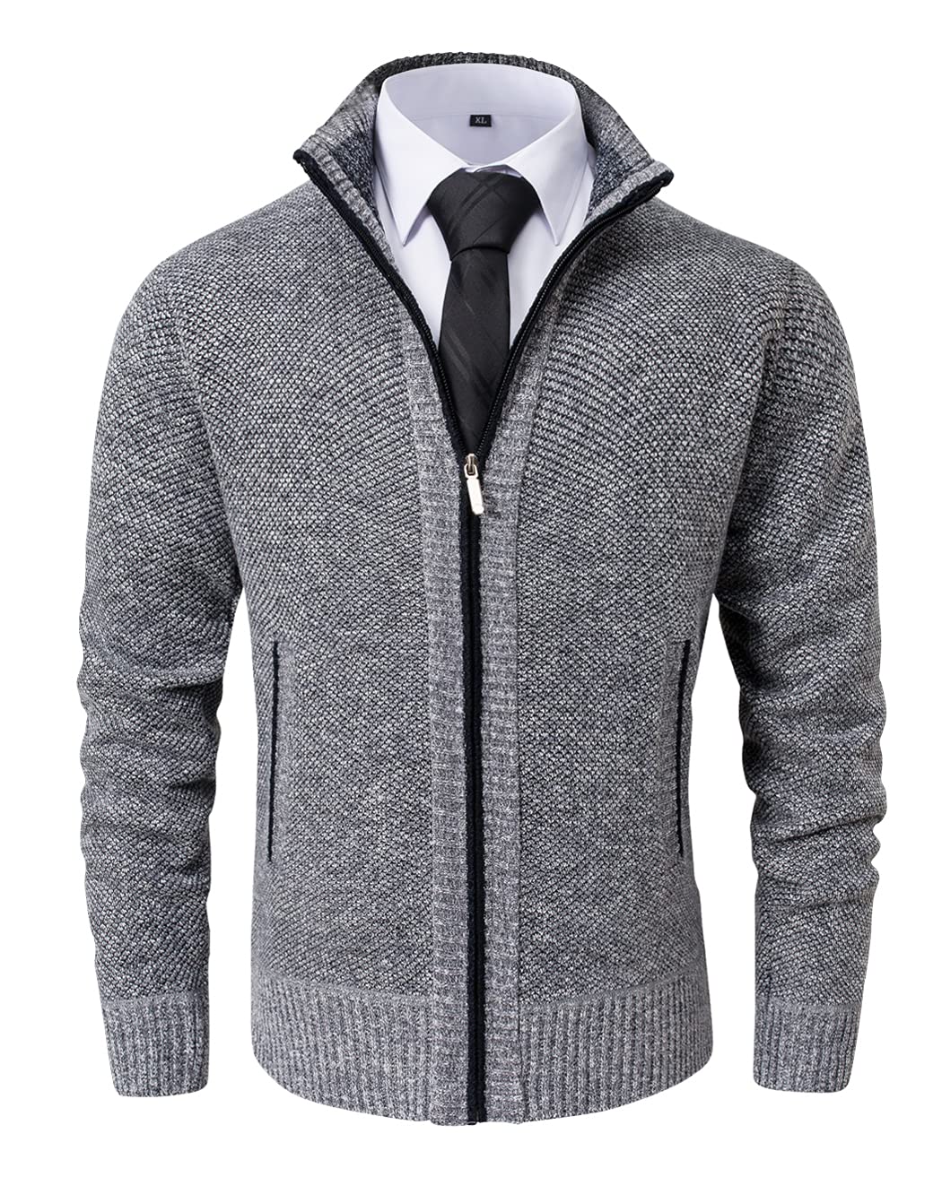 Vcansion Men's Classic Cardigan Sweaters Stand Collar Slim Fit Casual Knitted Sweater