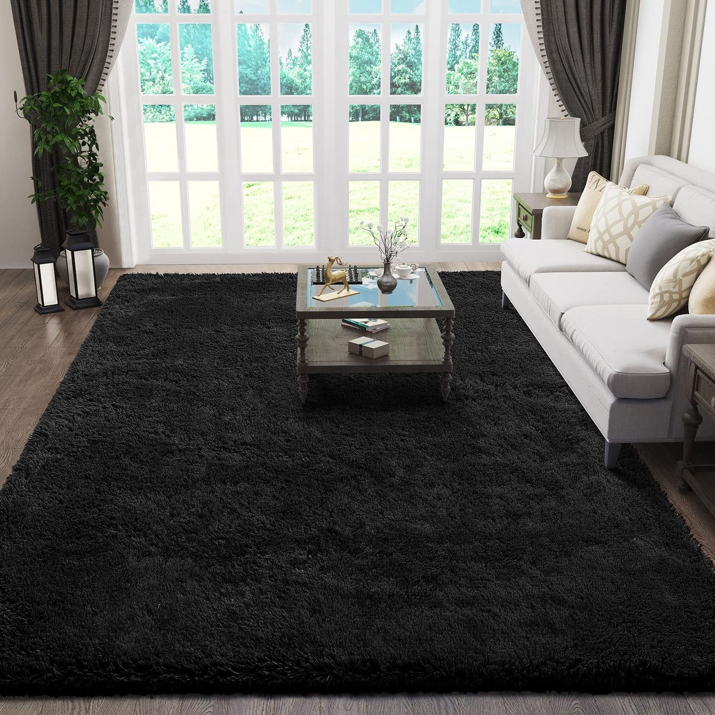 Ophanie Rugs for Living Room Grey, Fluffy Shag Large Fuzzy Plush Soft Area Rug, 5x8 Gray Shaggy Carpets for Bedroom, Kids Boys Girls Dorm Nursery Home Decor Aesthetic