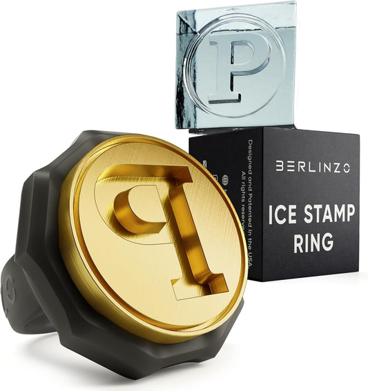 Berlinzo Brass Ice Stamp Ring Letter P