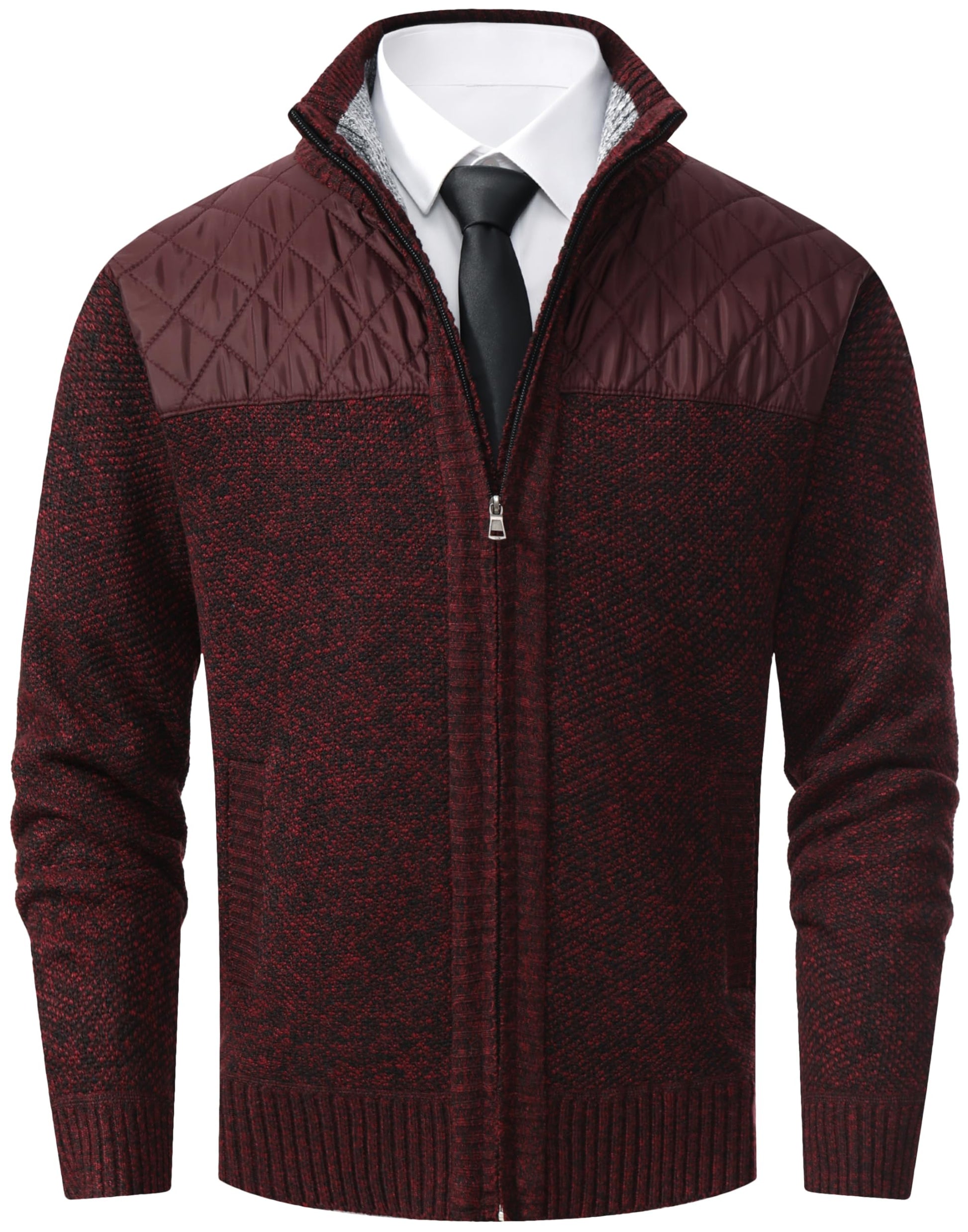 Vcansion Men's Classic Cardigan Sweaters Stand Collar Slim Fit Casual Knitted Sweater