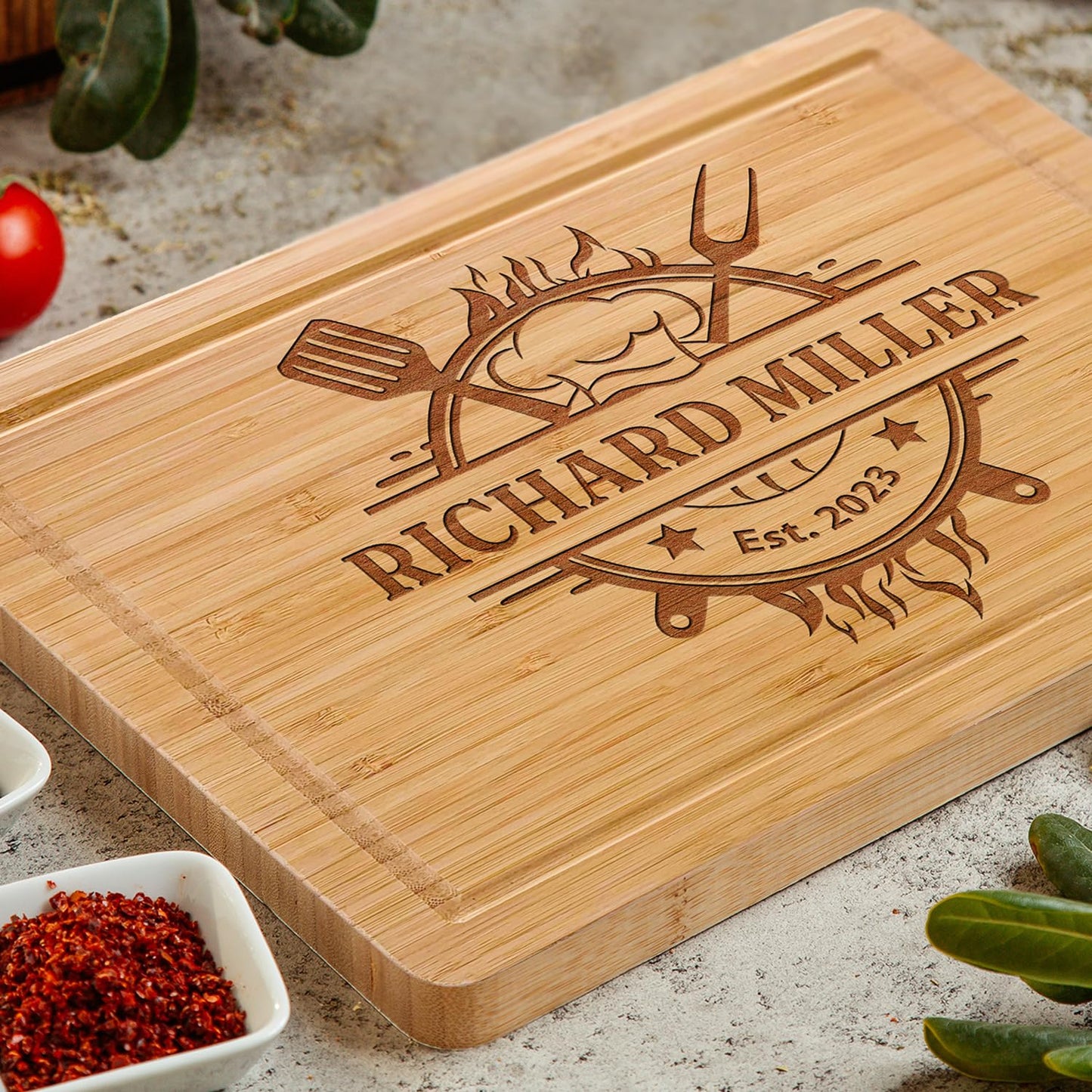 Personalized Barbeque and Grilling Gift for Fathers Day, Birthday, Anniversary, Christmas, Men, Husband, Dad, Grandpa, Him, Custom Wood Grill Cutting Board for Men, BBQ Masters, Chefs, Customized Wood