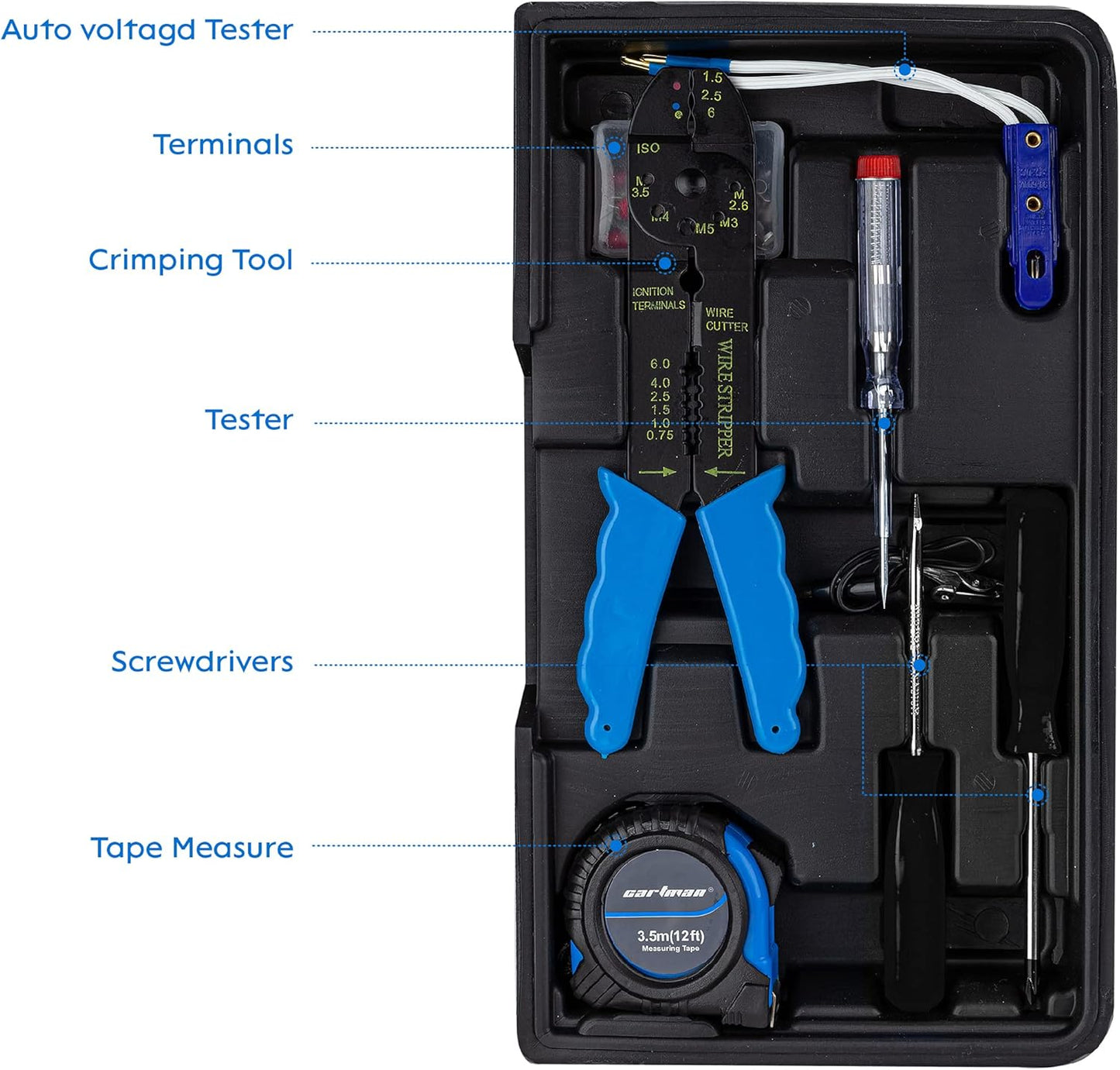 CARTMAN 122 Piece Auto Tool Accessory Set Tool Kit Set Electric Tool Set Drive Socket and Socket Wrench Sets Blue