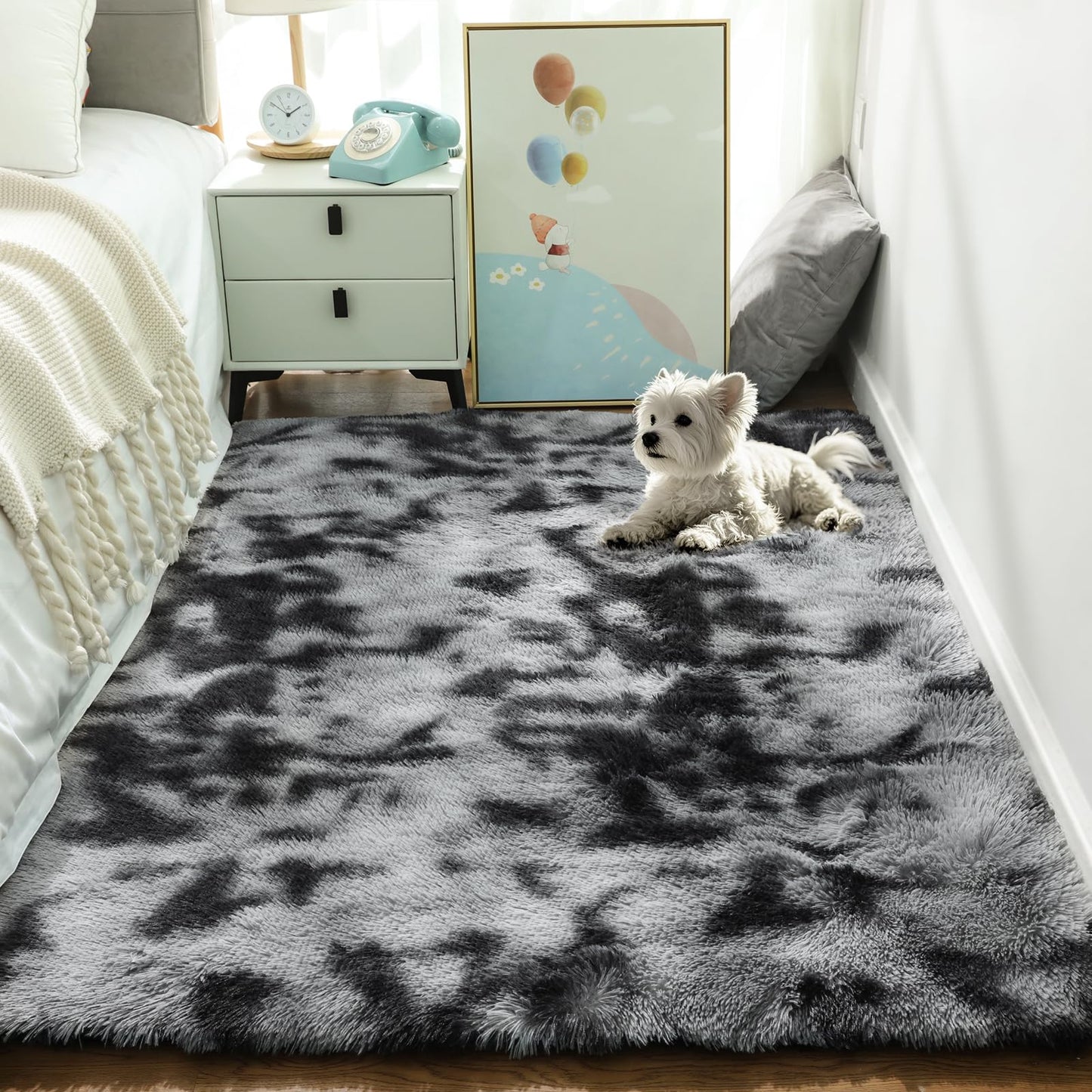 Ophanie Rugs for Living Room Grey, Fluffy Shag Large Fuzzy Plush Soft Area Rug, 5x8 Gray Shaggy Carpets for Bedroom, Kids Boys Girls Dorm Nursery Home Decor Aesthetic