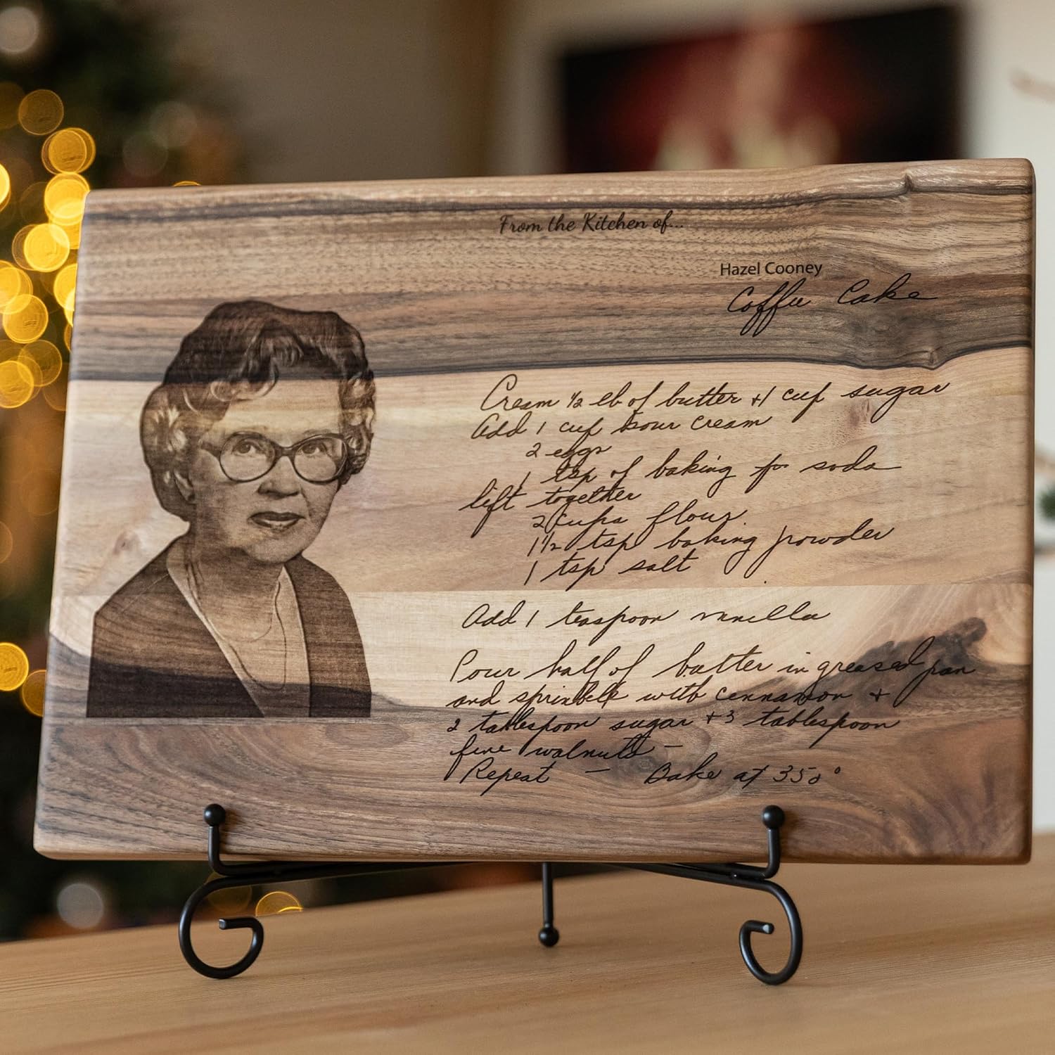 Beloved Family Recipe Wood Cutting Board – Custom Engraved with Handwritten Recipe & Photo – Thoughtful Christmas or New Year Gift for Grandma, Grandpa, and Family – A Gift Full of Love and Memories