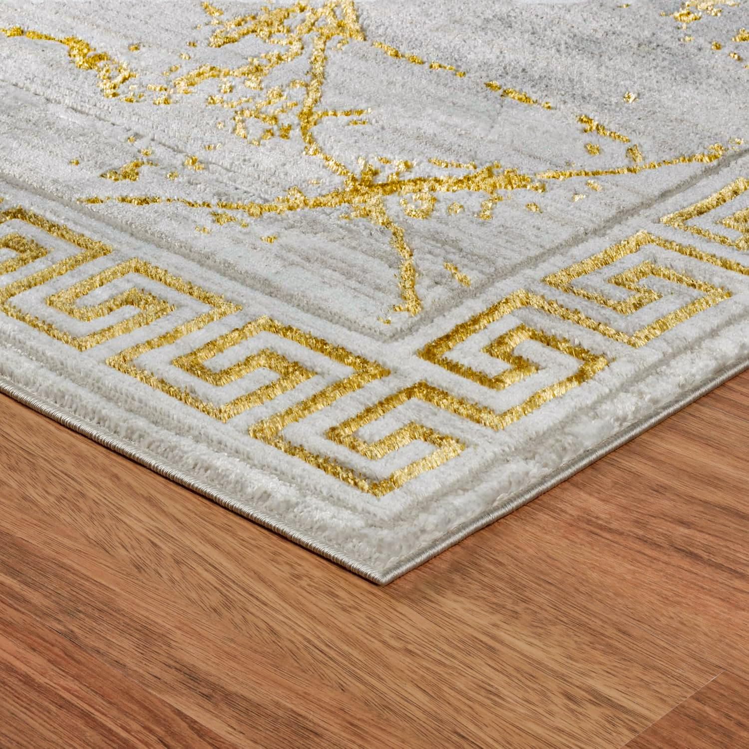 GLORY RUGS Area Rugs Marble 8x10 Cream Gold Carpet Modern Abstract Rug Living Room Dining Bedroom Rug