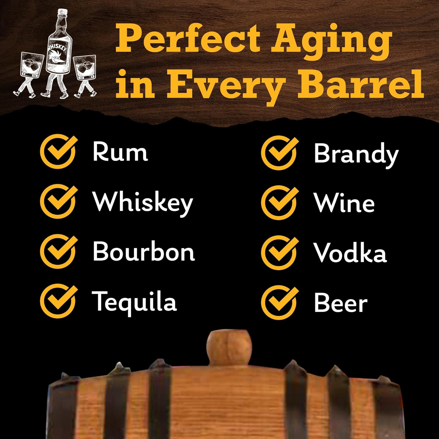 Red Head Barrels - 2 L Premium Distillery-Grade Oak Barrels for Aging Whiskey, Rum, and More, Ideal for Whiskey Barrel or Wine Barrel, American Charred Oak Barrel with 12-Page Cocktail Recipe Booklet