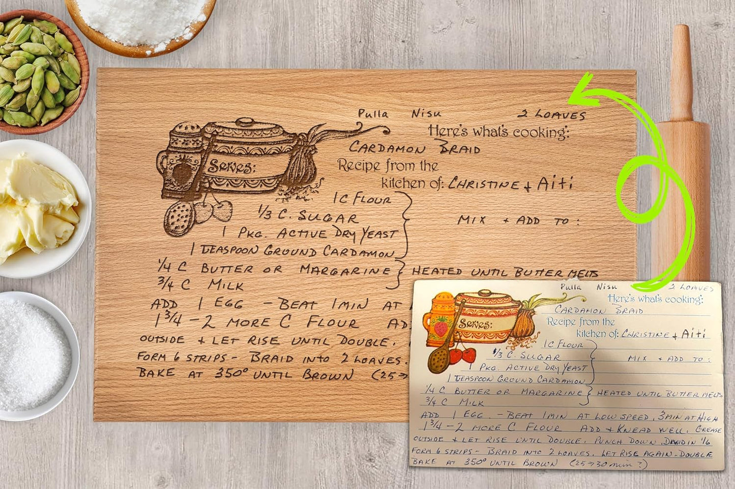 Engraved Family Recipe Cutting Board Personalized With Handwritten Mom Or Grandma Recipe Unique Christmas Gift For Cooks And Food Lovers Durable Wood Serving Platter Custom Kitchen Decor Functional Ke