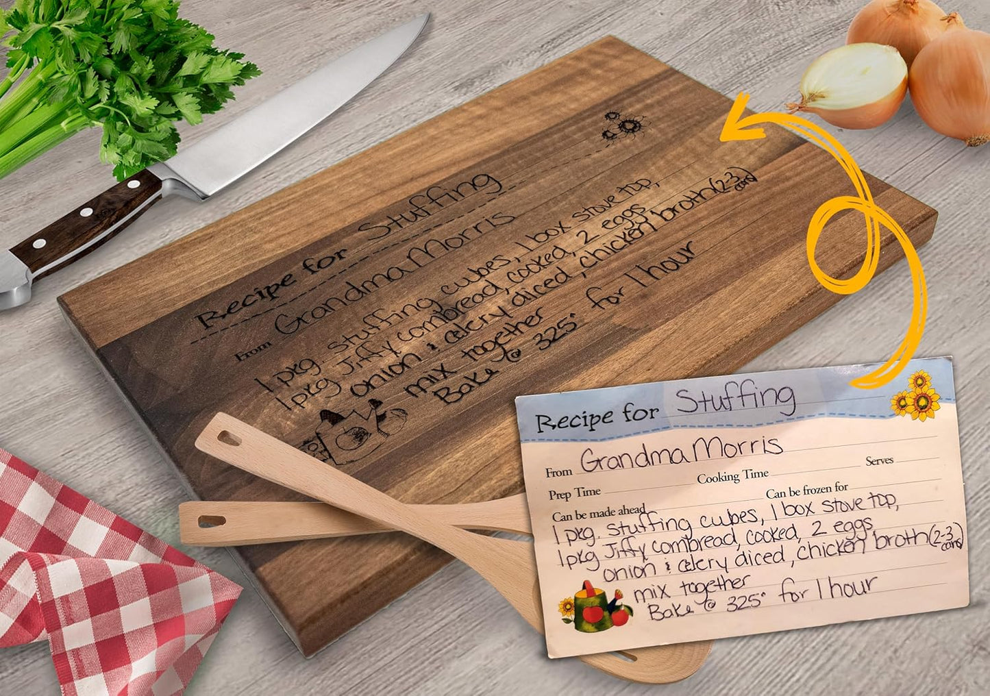 Engraved Family Recipe Cutting Board Personalized With Handwritten Mom Or Grandma Recipe Unique Christmas Gift For Cooks And Food Lovers Durable Wood Serving Platter Custom Kitchen Decor Functional Ke