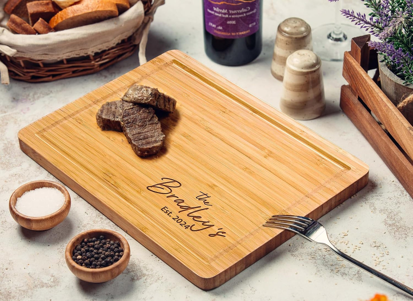 Personalized Engraved Wood Cutting Board for Couples, Walnut Edge Engraved Custom Wedding Gifts, Best Gift Ideas for Christmas, Parents, Anniversary, Housewarming, House Closing, Engagement, Friends