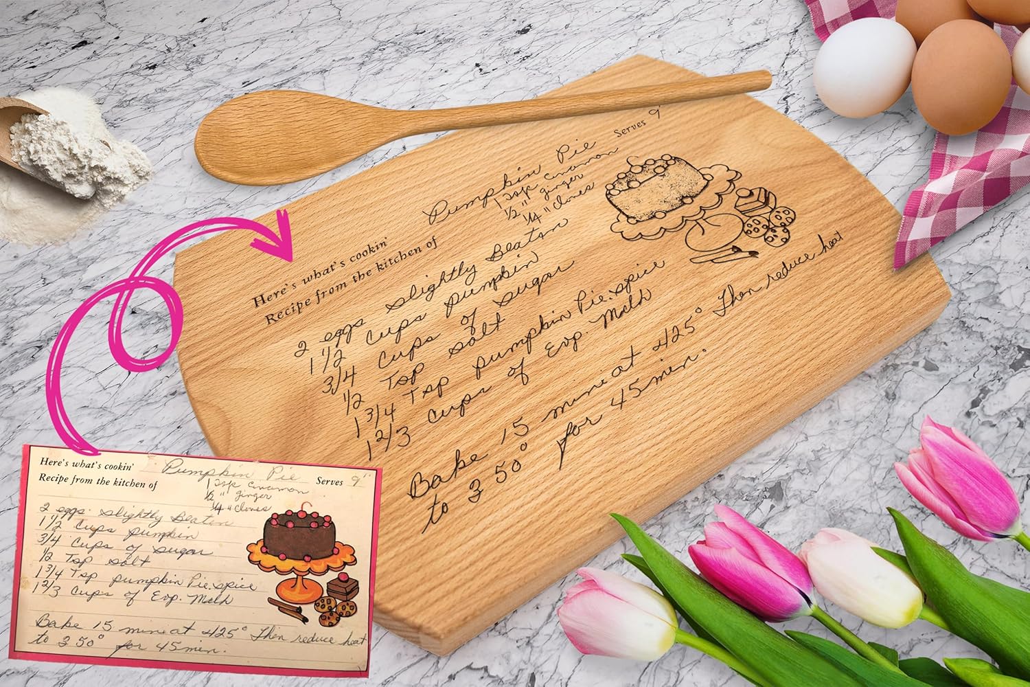 Engraved Family Recipe Cutting Board Personalized With Handwritten Mom Or Grandma Recipe Unique Christmas Gift For Cooks And Food Lovers Durable Wood Serving Platter Custom Kitchen Decor Functional Ke