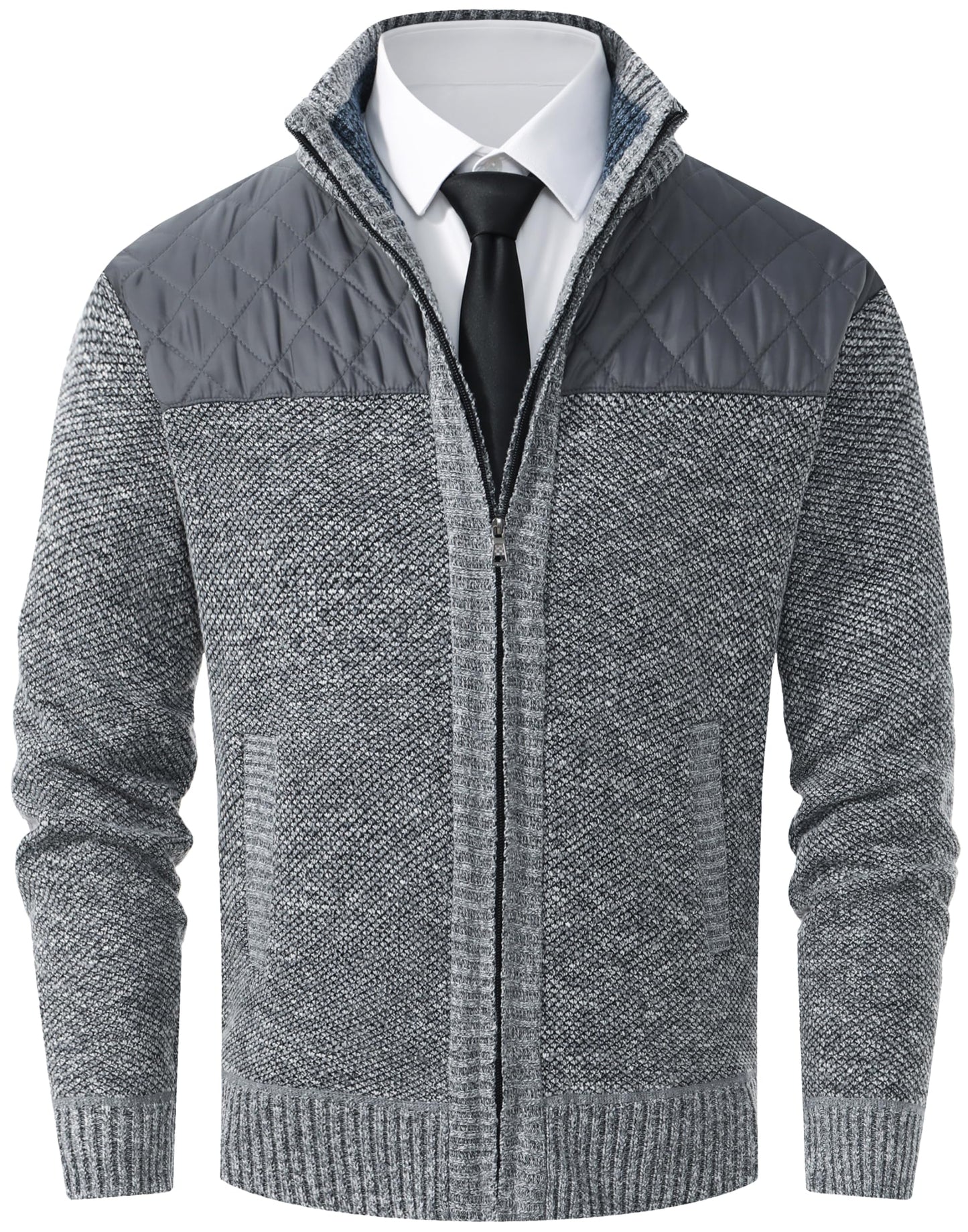 Vcansion Men's Classic Cardigan Sweaters Stand Collar Slim Fit Casual Knitted Sweater