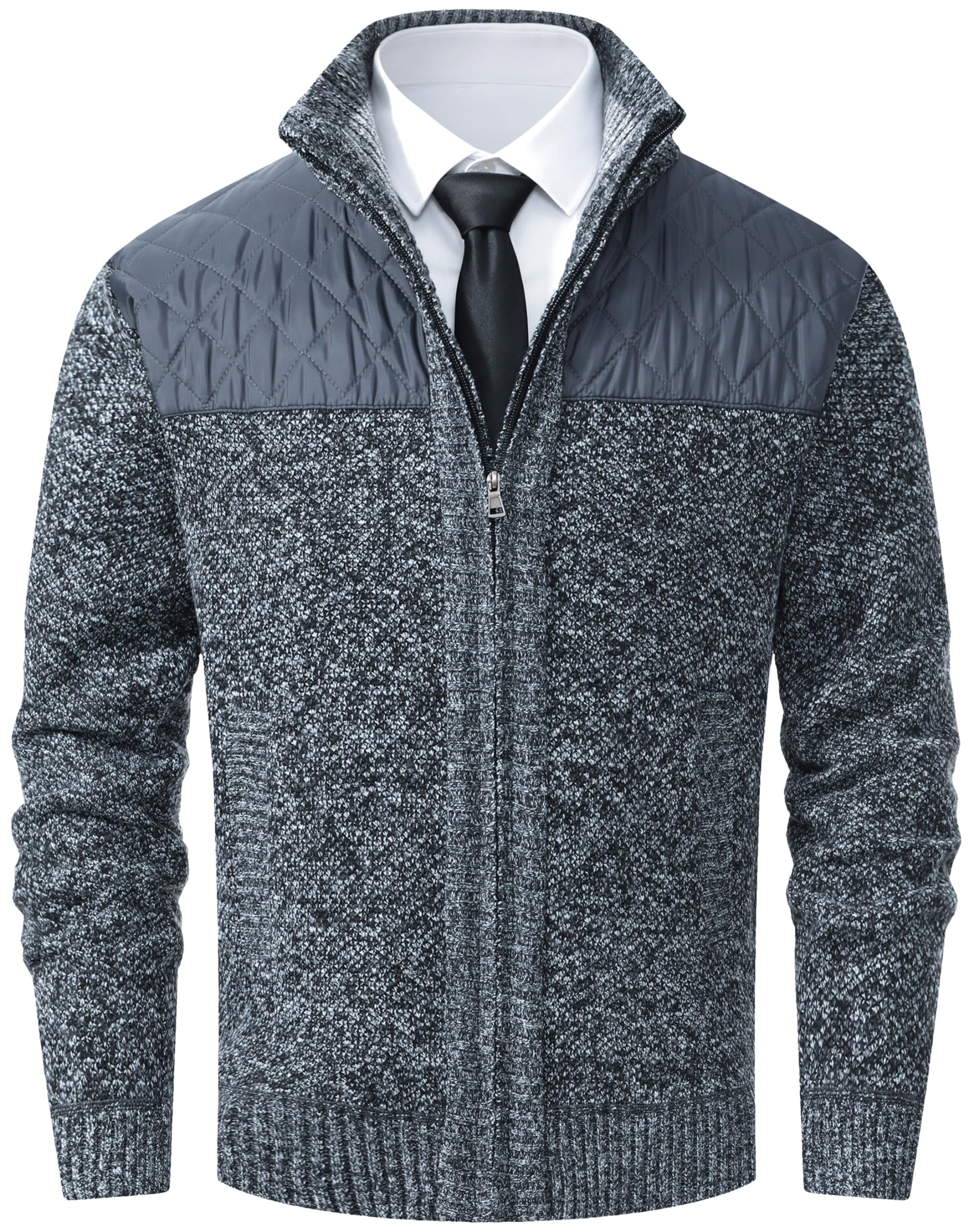 Vcansion Men's Classic Cardigan Sweaters Stand Collar Slim Fit Casual Knitted Sweater