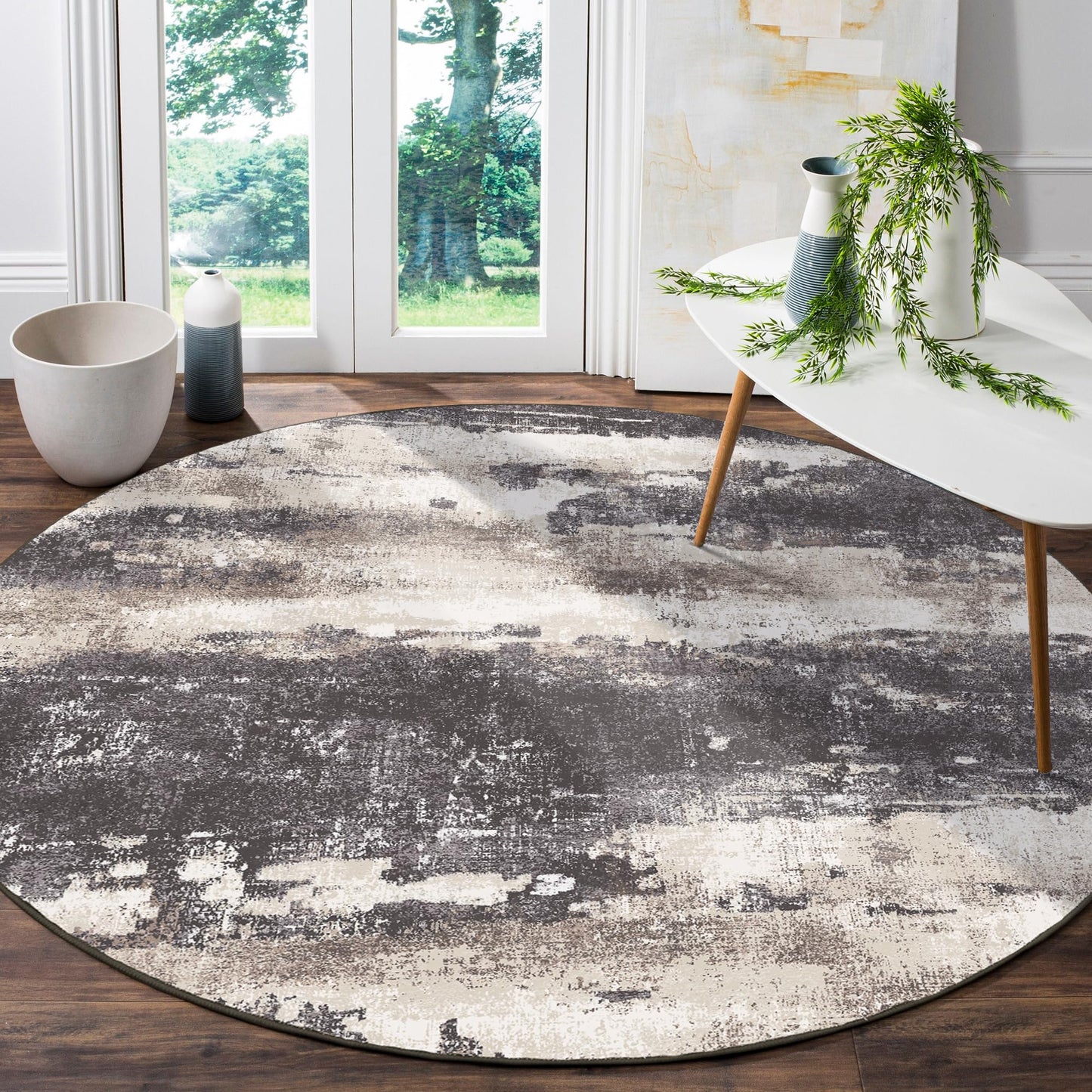 Area Rugs 8x10 for Living Room Bedroom, Modern Abstract Machine Washable Soft Blue Cream Rug, Floor Carpet with Non Slip Backing for Dining Room