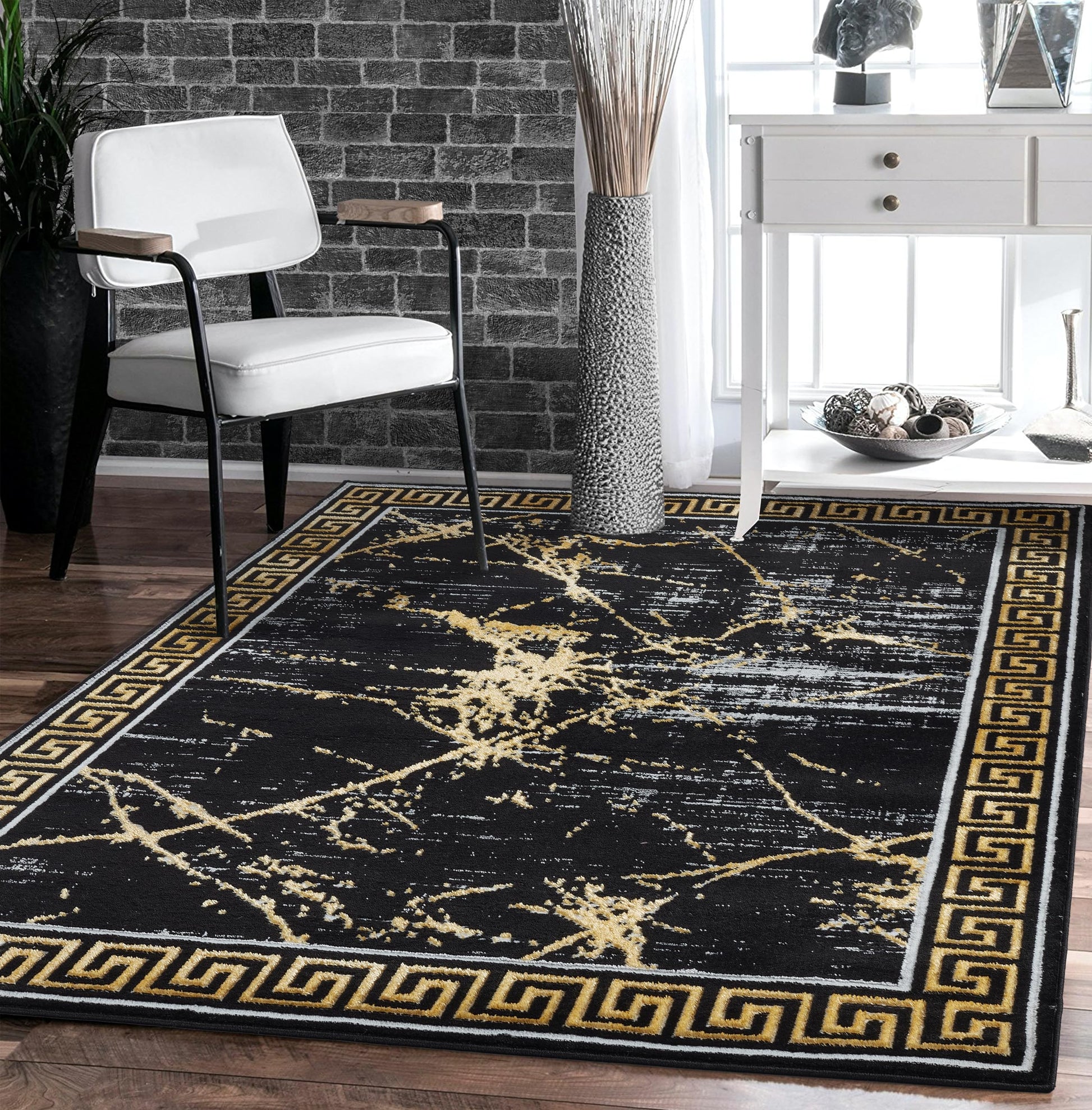 GLORY RUGS Area Rugs Marble 8x10 Cream Gold Carpet Modern Abstract Rug Living Room Dining Bedroom Rug